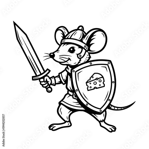 Brave Mouse Warrior with Sword and Shield.