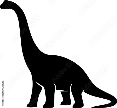 Long neck dinosaur silhouette vector illustration isolated on white background

