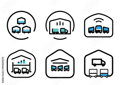 Creative Logistics and Transportation Icons Representing Delivery and Supply Chain Management
