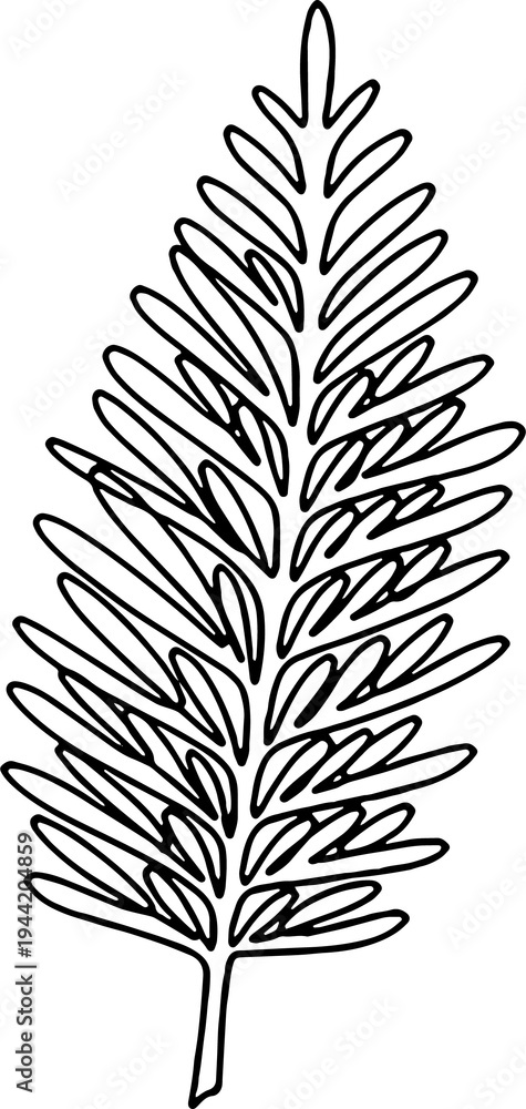 Fototapeta premium Leaf Trees Line Art Botanical Nature Outline Vector