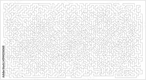Complex rectangular maze puzzle with intricate grey lines on a white background, a challenging brain teaser or problem