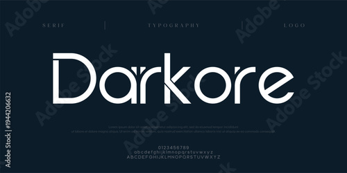 Darkore, Creative digital minimal modern logo alphabet fonts. Typography minimalist urban sana serif digital fashion future creative logos fonts. vector illustration
