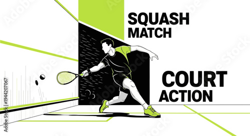 Dynamic Squash Player in Action During A Competitive Match on Court Illustrative Image