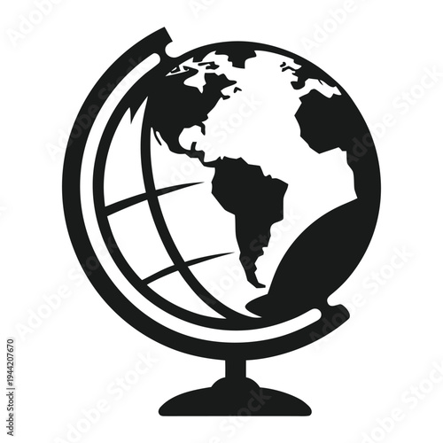 Globe Icon Outline and Silhouette Vector on White Background, World Earth Planet Symbol, Global Network and International Communication Icon for App UI, Web Design, Travel, Geography and Minimal Isola