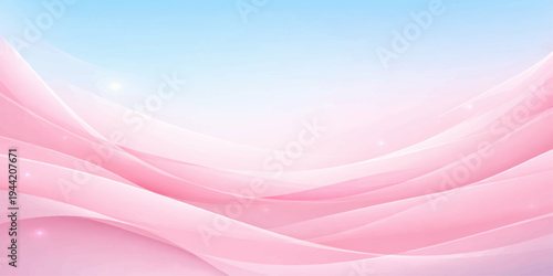 Abstract pink background with soft flowing waves and silk texture design featuring light blue motion curves in a digital art wallpaper pattern