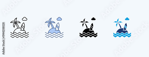 Island Getaway Multiple Icon Illustration Vector