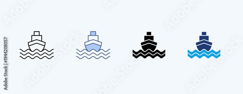 Cruise Travel Multiple Icon Illustration Vector
