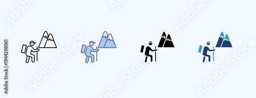 Mountain Hiking Multiple Icon Illustration Vector