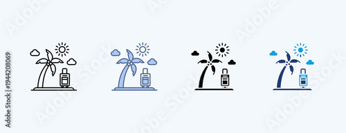 Tropical Paradise Multiple Icon Illustration Vector