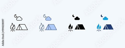 Camping Trip Multiple Icon Illustration Vector