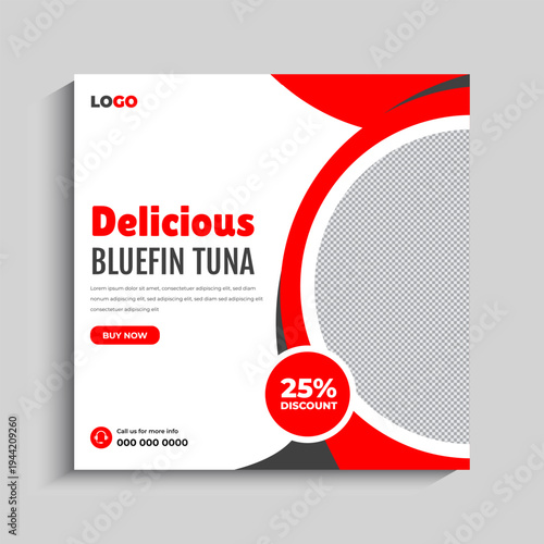 Bluefin Tuna Social Media Instagram Post Banner Template
