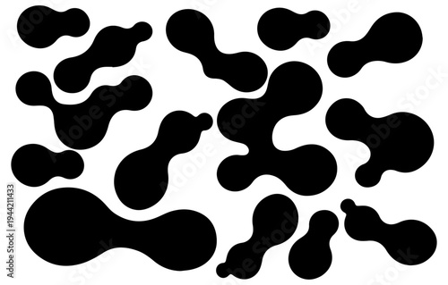 Black meatballs on white background