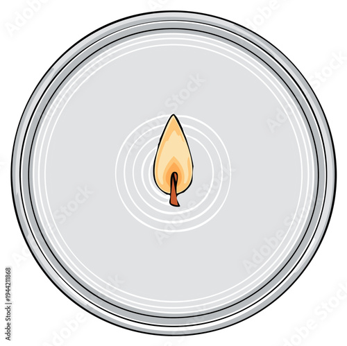 Illustration of a Simple Tealight Candle Flame Isolated on White Background