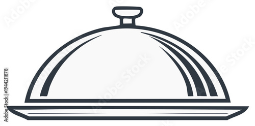 Elegant cloche serving dish icon, gourmet cuisine delivery, vector food presentation, menu