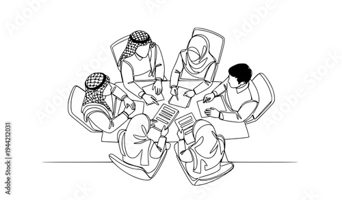 A group of diverse people in a meeting with papers and documents