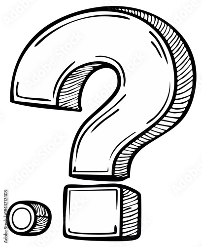 Hand-drawn Question Mark Symbol with Dot Accent