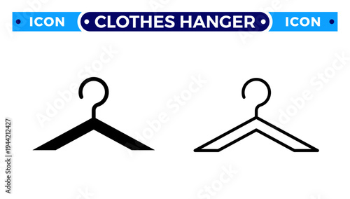 Clothes Hanger for Fashion Apparel Storage and Closet Organization Vector Icon Set