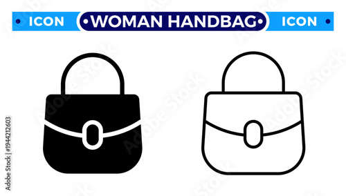 Elegant Woman Handbag and Fashion Female Purse Vector Icon Set