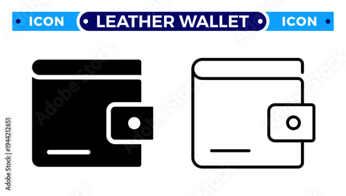 Classic Leather Wallet for Finance and Personal Savings Vector Icon Set