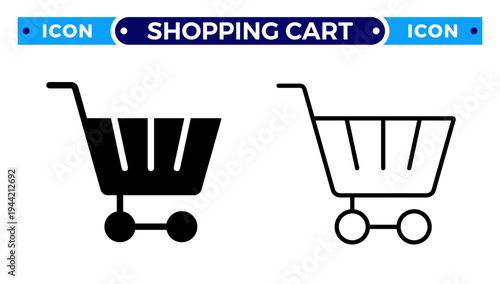 Online Shopping Cart and E commerce Retail Consumer Basket Vector Icon Set