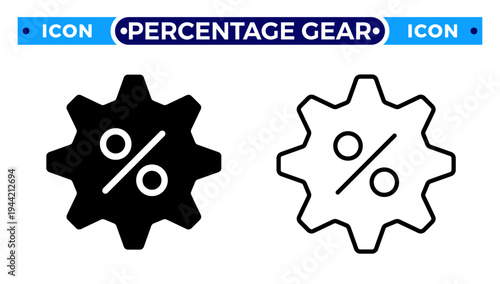 Percentage Discount Gear and Business Service Optimization Vector Icon Set