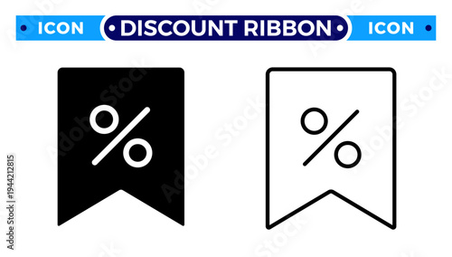 Percentage Discount Ribbon Tag and E commerce Promotional Sale Vector Icon Set