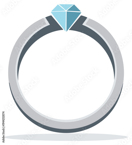 Illustration of a simple engagement ring with a blue gemstone.