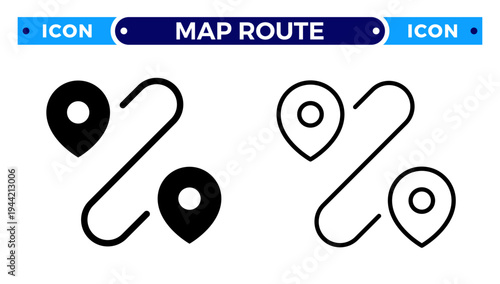 Map Route Navigation and GPS Location Tracker Vector Icon Set