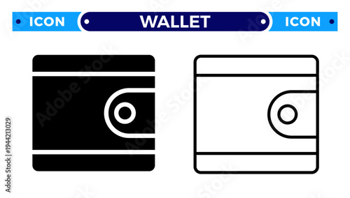 Leather Wallet for Cash Storage and Financial Wealth Management Vector Icon Set