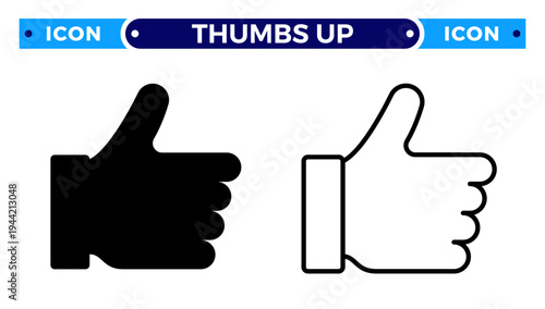 Thumbs Up Like Button for Social Media Approval and Positive Feedback Vector Icon Set