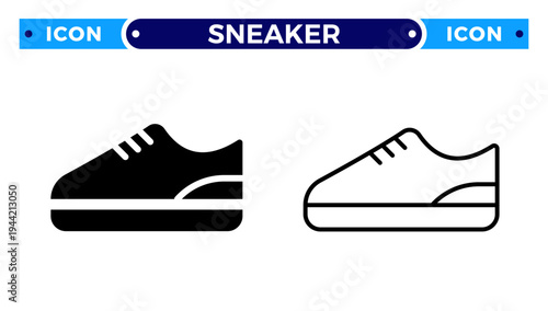 Athletic Sneaker Shoe for Fashion Footwear and Fitness Lifestyle Vector Icon Set