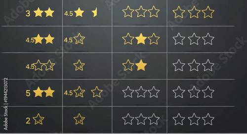 Customer feedback rating stars on dark background.