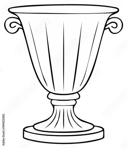 Classic urn with decorative handles and ribbed design, illustration.