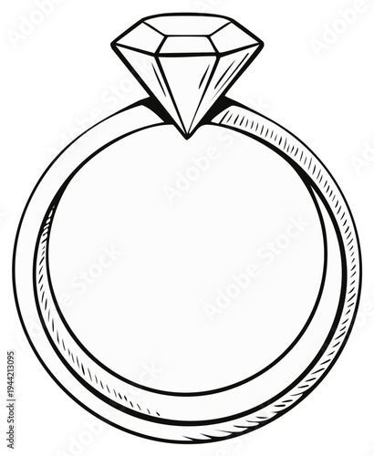 Diamond ring illustration engagement jewelry concept