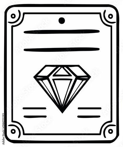 Diamond Emblem on Decorative Frame in Black and White