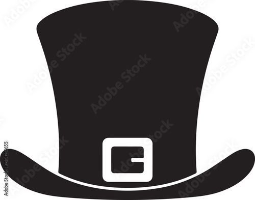 Festive Leprechaun Hat with Buckle Silhouette Vector Icon for St. Patrick's Day, Irish Culture, and Costume Design , Generative Ai