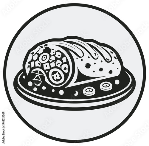 Savory Meatloaf Plated Meal Graphic Icon Displaying Culinary Food Preparation Skills