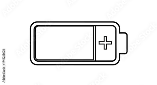 Low battery charge level indicator icon. Empty power symbol. Outline vector graphic for energy status and technology.