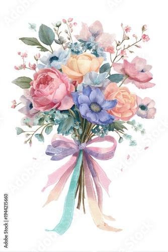Wallpaper Mural Elegant watercolor floral bouquet illustration. Torontodigital.ca