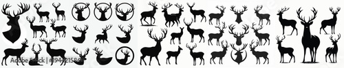 Vector set image silhouette of deer