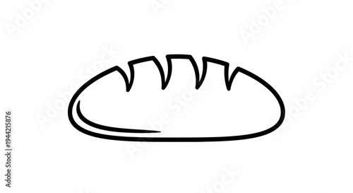Outline vector icon of a rustic bread loaf with scored crust, a versatile graphic element for food, baking, and restaurant concepts.