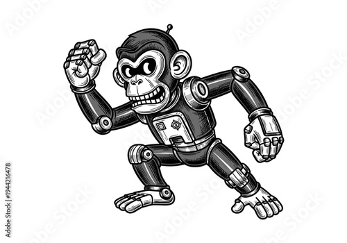 Robotic Monkey Character Illustration.
