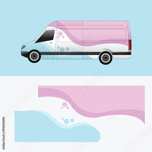 Delivery Van with Abstract Gradient Shapes Vehicle Design Element
