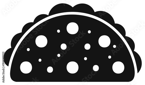 Isolated taco icon depicting the classic Mexican food with crunchy shell, ground meat, cheese, and lettuce in simple style.