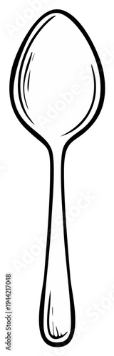 Black and white illustration of a spoon, isolated