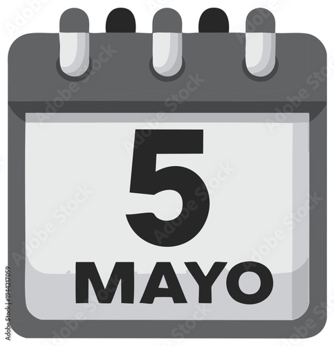 Cinco de Mayo date illustration. Calendar commemorating the fifth of May holiday.