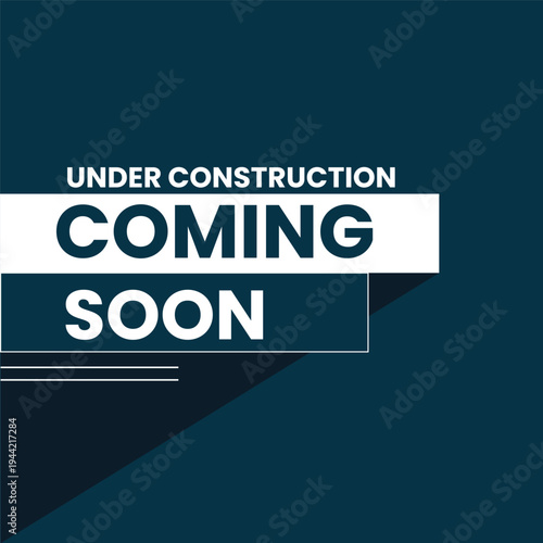 Modern under construction and coming soon banner on dark blue background with clean design