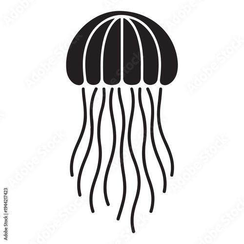 Simple black jellyfish icon a striking visual silhouette