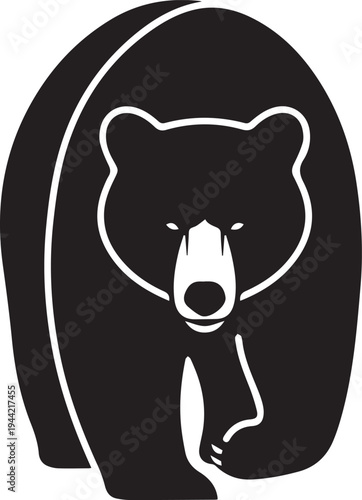 Black bear walking forward with white outline
