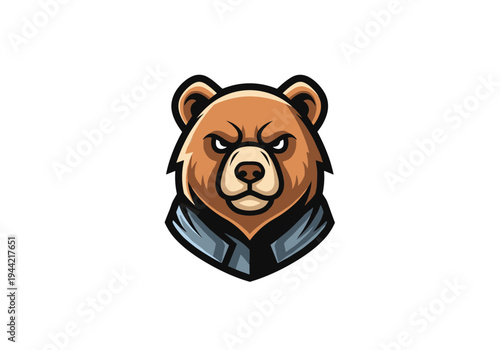Fierce Bear Head Mascot Logo Design.